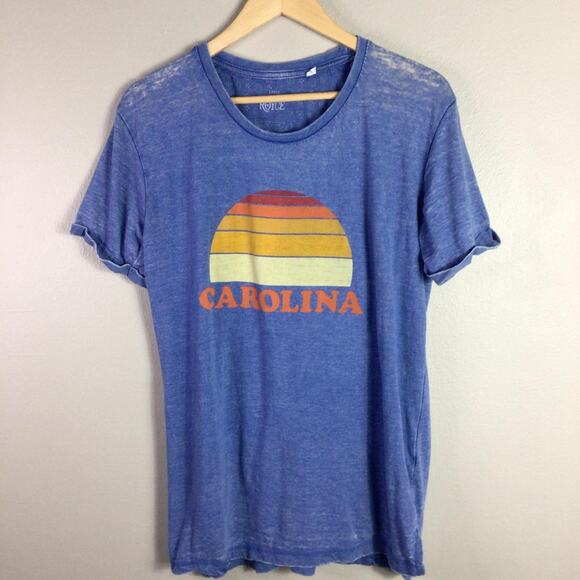 Retro CAROLINA Sunset T Shirt Blue Orange Large - Picture 1 of 4